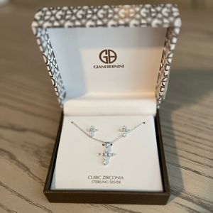 Giani Bernini Sterling Silver cubic zirconia cross necklace and earrings